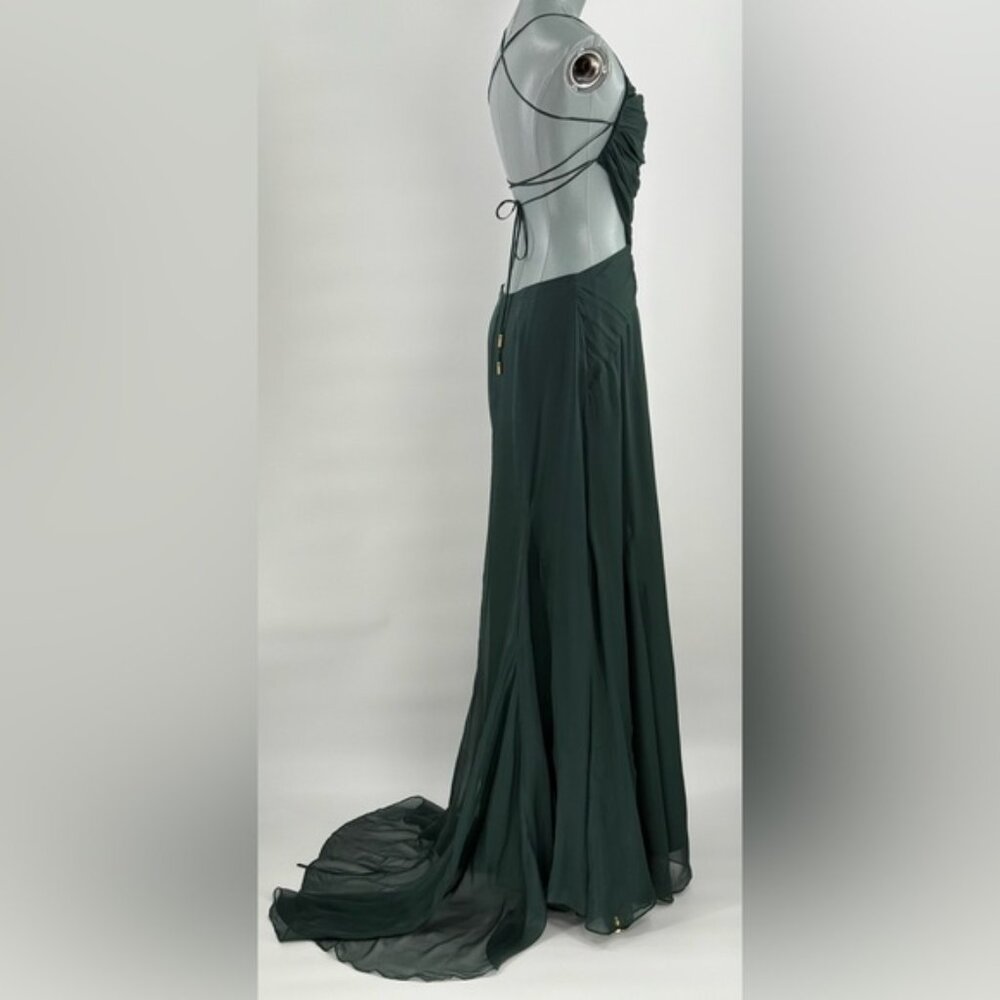 🆕 CULT GAIA 🧿 NWOT Aphea Silk Cut Out Backless Dress, Forest Green - Sz US 4 - Picture 6 of 17